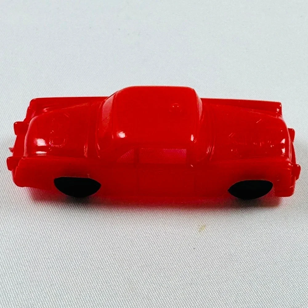 Vintage Red Plastic Fire Chief KFD and Fire Truck Set 2pc Mid Century Dime Store